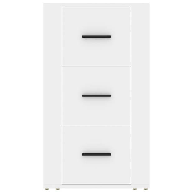 The Living Store Dressoir Wit 3 Lades - 40 x 33 x 70 cm - Bewerkt Hout