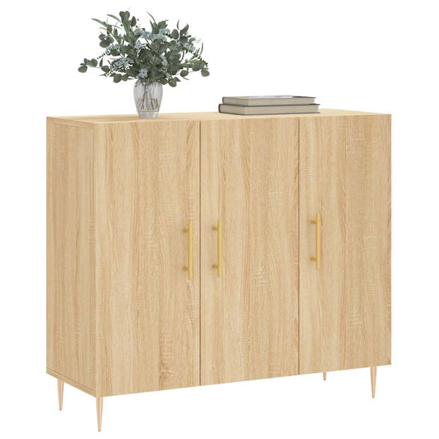 The Living Store Dressoir - Sonoma Eiken - 90 x 34 x 80 cm - Duurzaam hout en metaal