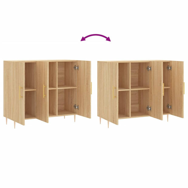 The Living Store Dressoir - Sonoma Eiken - 90 x 34 x 80 cm - Duurzaam hout en metaal