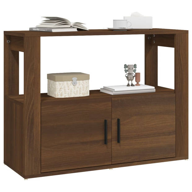 The Living Store Bruineiken Dressoir - Bijzetkast - 80 x 30 x 60 cm - Stijlvol design