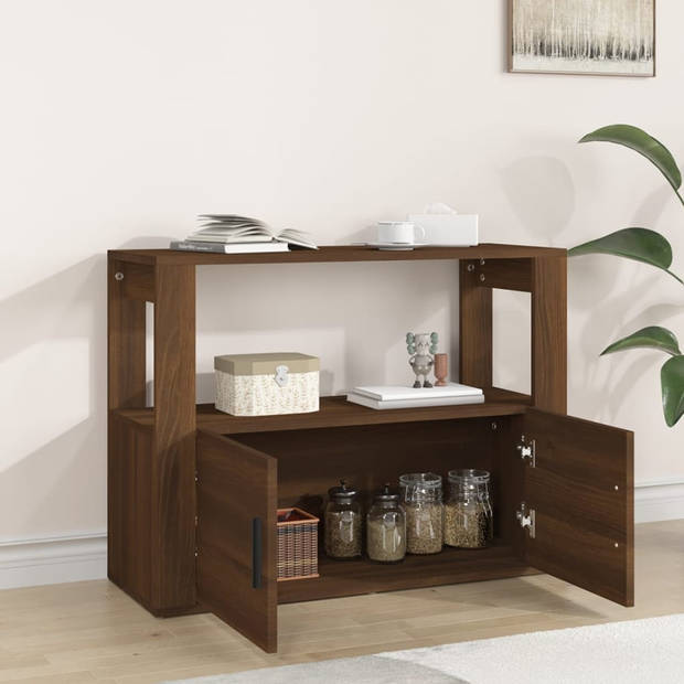 The Living Store Bruineiken Dressoir - Bijzetkast - 80 x 30 x 60 cm - Stijlvol design