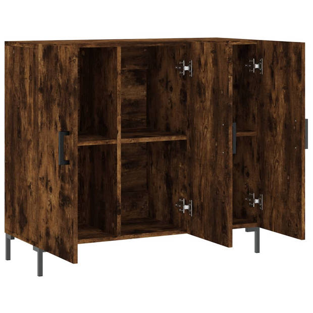 The Living Store Dressoir - Gerookt eiken - 90 x 34 x 80 cm - Metalen poten