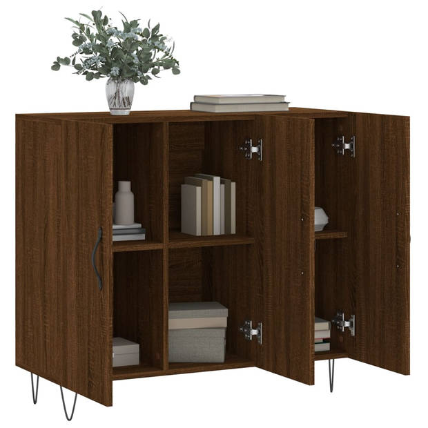 The Living Store Dressoir - Modern - Meubelen - Afmeting- 90 x 34 x 80 cm - Ken- Bruineiken