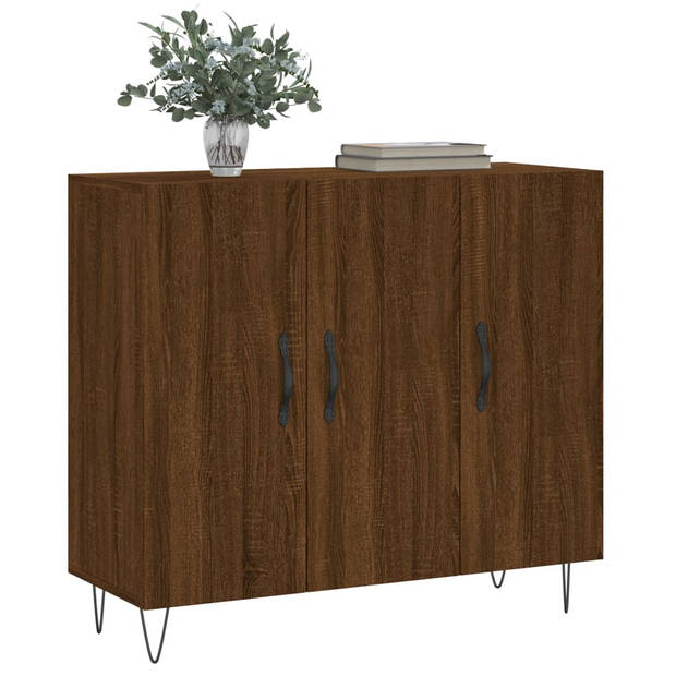 The Living Store Dressoir - Modern - Meubelen - Afmeting- 90 x 34 x 80 cm - Ken- Bruineiken