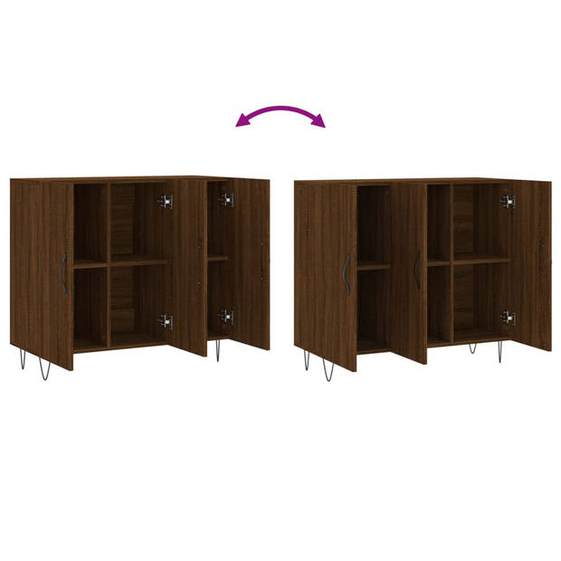 The Living Store Dressoir - Modern - Meubelen - Afmeting- 90 x 34 x 80 cm - Ken- Bruineiken