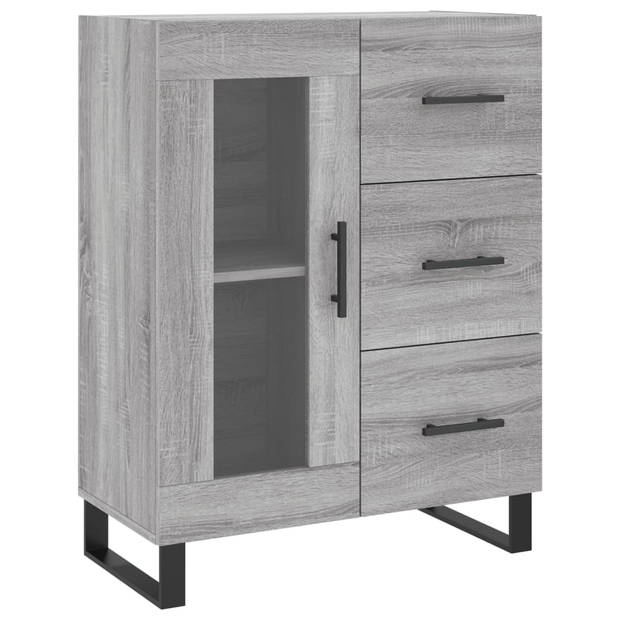 vidaXL Hoge kast 69,5x34x180 cm bewerkt hout grijs sonoma eikenkleurig