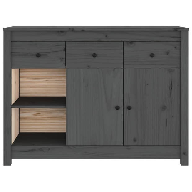 The Living Store Dressoir 100x35x74 cm massief grenenhout grijs - Keukenkast