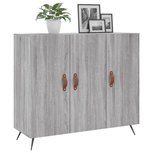 The Living Store Dressoir - Modern - Meubelen - 90 x 34 x 80 cm - Grijs sonoma eiken