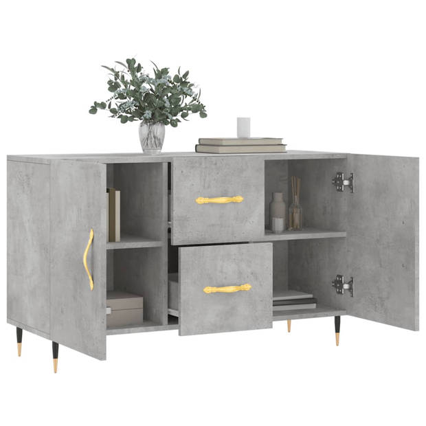 The Living Store Dressoir Betongrijs - 100 x 36 x 60 cm - Duurzaam bewerkt hout en metaal