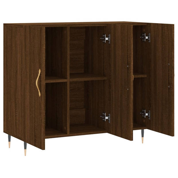 The Living Store-Dressoir-90x34x80-cm-bewerkt-hout-bruineikenkleurig - Keukenkast