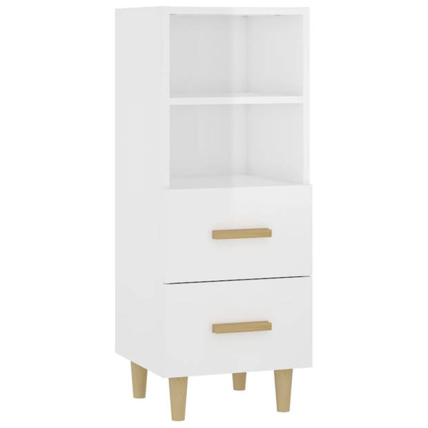 The Living Store Dressoir - Wit - 34.5 x 34 x 90 cm - Bewerkt hout