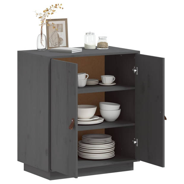 The Living Store Dressoir - - Bijzetkast - 65.5 x 40 x 75 cm - Grijs massief grenenhout