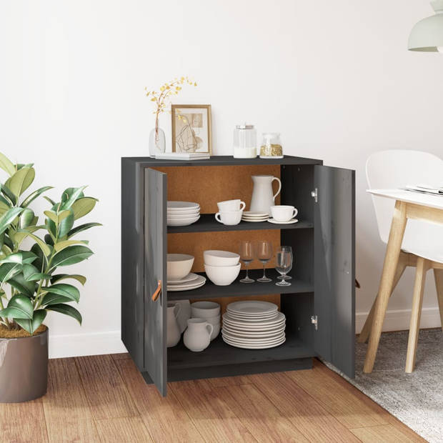 The Living Store Dressoir - - Bijzetkast - 65.5 x 40 x 75 cm - Grijs massief grenenhout