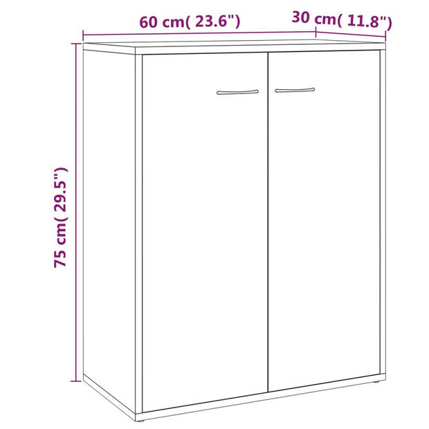 The Living Store Dressoir - Grijs Sonoma Eiken - 60 x 30 x 75 cm - Minimalistisch