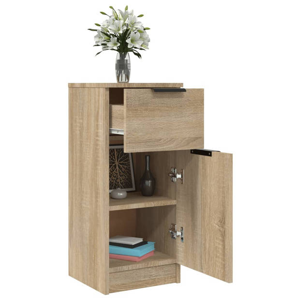 The Living Store Dressoir - Sonoma Eiken - 30 x 30 x 70 cm - Met deur en lade