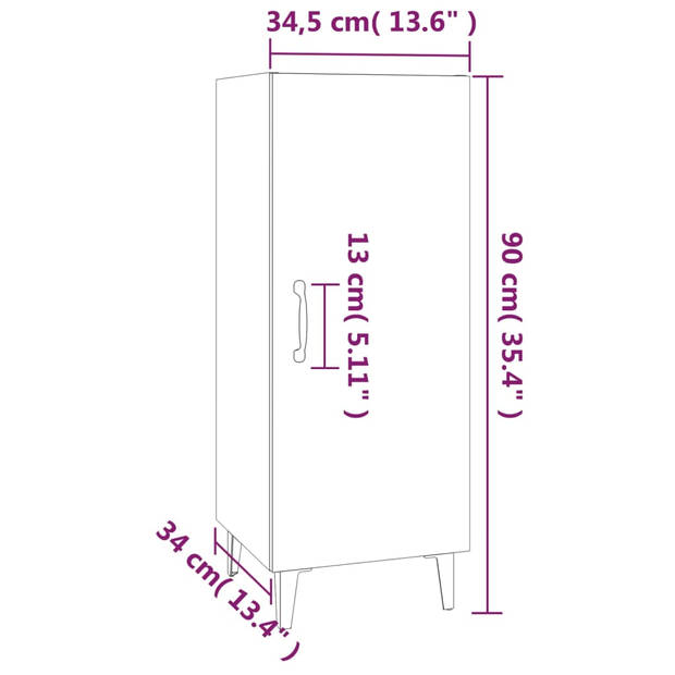 vidaXL Dressoir 34,5x34x90 cm bewerkt hout zwart