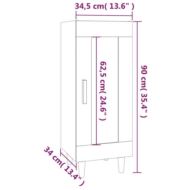 The Living Store Dressoir - Hoogglans wit - 34.5 x 34 x 90 cm - Duurzaam bewerkt hout