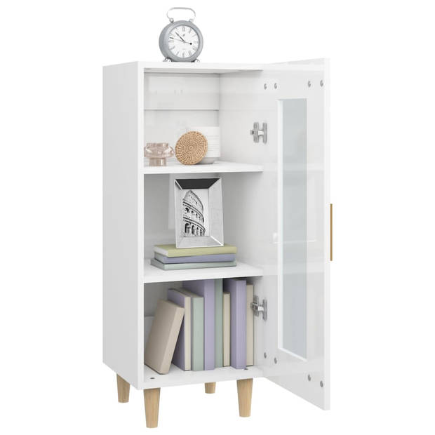 The Living Store Dressoir - Hoogglans wit - 34.5 x 34 x 90 cm - Duurzaam bewerkt hout