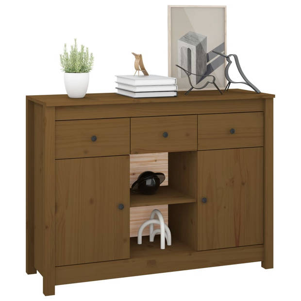 The Living Store Dressoir - Grenenhout - 100 x 35 x 74.5 cm - Honingbruin