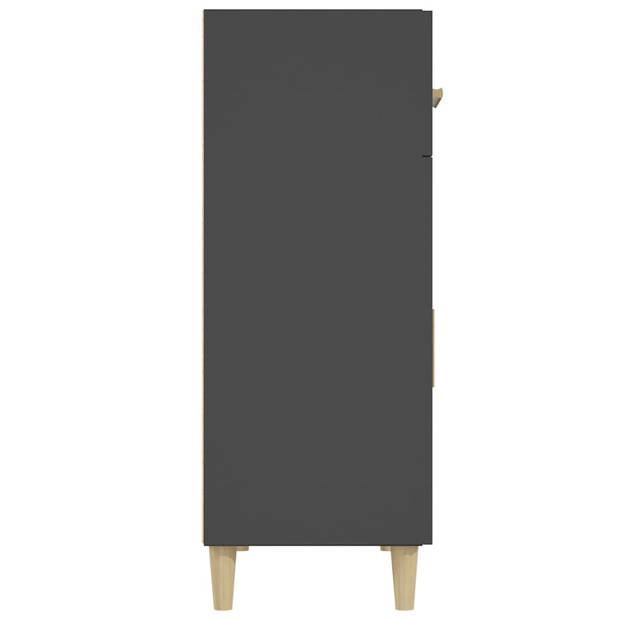 The Living Store Dressoir - Bijzetkast - 69.5 x 34 x 89 cm - Zwart - Bewerkt hout