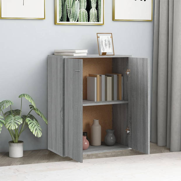 The Living Store Dressoir - Grijs Sonoma Eiken - 60 x 30 x 75 cm - Minimalistisch