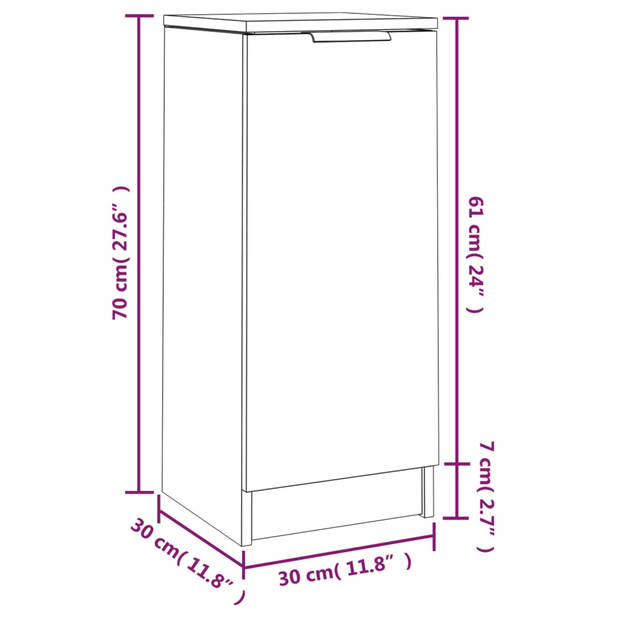 The Living Store Dressoir Betongrijs 30x30x70 cm - Met een deur