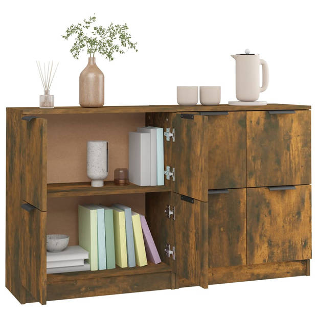 The Living Store Dressoir - Gerookt eiken - 60 x 30 x 70 cm - Bewerkt hout