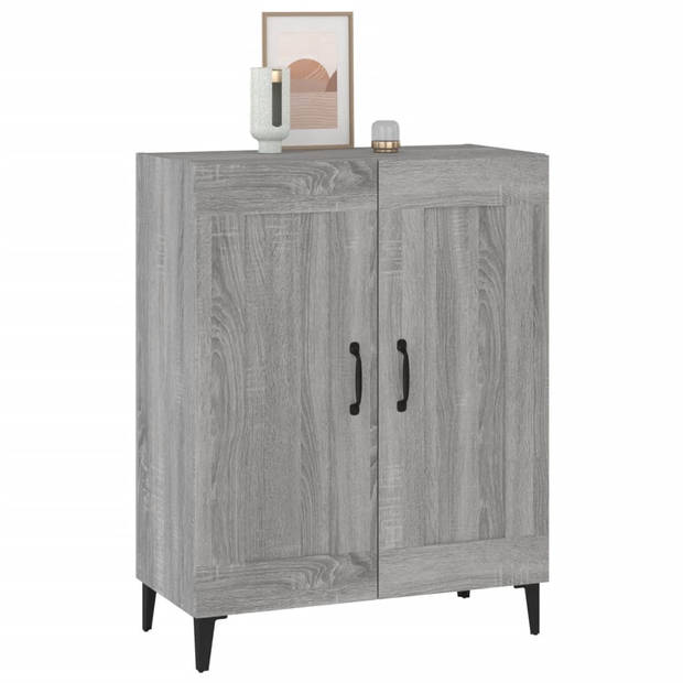 The Living Store Dressoir - Grijs Sonoma Eiken - 69.5 x 34 x 90 cm - Bewerkt Hout en IJzer