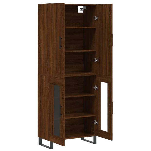 The Living Store Hoge Kast - Bruineiken - Dressoir en Opzetkast - 69.5 x 34 x 180 cm - Glasontwerp