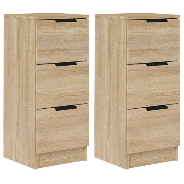 The Living Store Dressoir - Sonoma Eiken - 30 x 30 x 70 cm - Stabiel Hout - 3 Lades