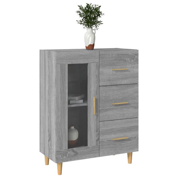 vidaXL Dressoir 69,5x34x90 cm bewerkt hout grijs sonoma eikenkleurig