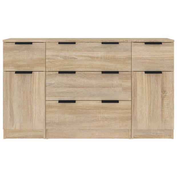 The Living Store Dressoir Sonoma Eiken - Bewerkt Hout - 60x30x70 cm - Met 3 Lades en 1 Deur