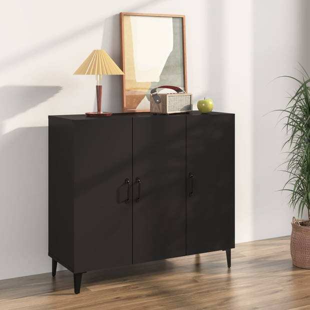 The Living Store Dressoir - Industriële stijl - Zwart - 90 x 34 x 80 cm - Bewerkt hout