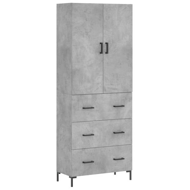 The Living Store Hoge Kast - Betongrijs - Dressoir en Opzetkast - 69.5 x 34 x 180 cm - Duurzaam Materiaal