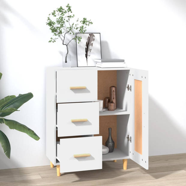 The Living Store Dressoir Opbergkast - Wit - 69.5 x 34 x 90 cm - Hoogwaardig materiaal