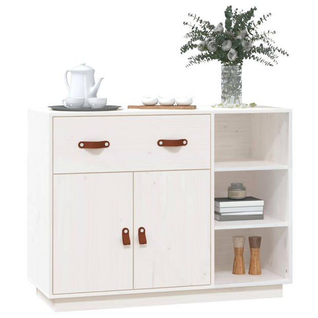 vidaXL Dressoir 98,5x40x75 cm massief grenenhout wit