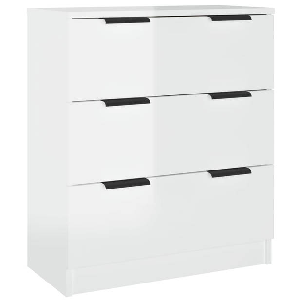 The Living Store Dressoir Classic Hout - 60x30x70 cm - Hoogglans Wit