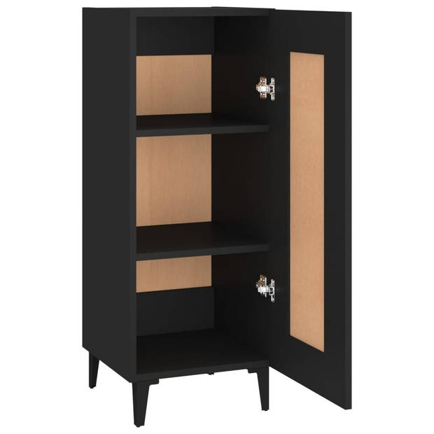 The Living Store Dressoir - bewerkt hout/metaal - 34.5 x 34 x 90 cm - zwart