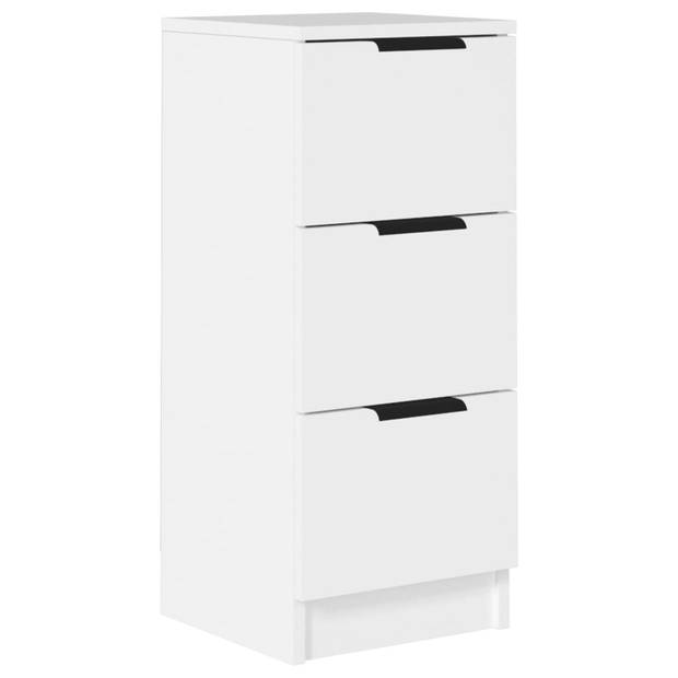 The Living Store Dressoir - Wit - 30 x 30 x 70 cm - Bewerkt hout