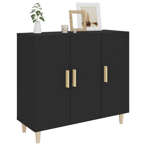 The Living Store Dressoir - Buffetkast - 90 x 34 x 80 cm - zwart