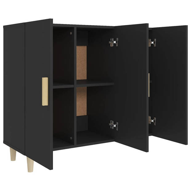 The Living Store Dressoir - Buffetkast - 90 x 34 x 80 cm - zwart