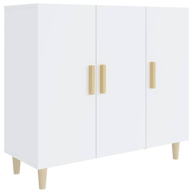 The Living Store Dressoir Classic - Hoogglans wit - 90 x 34 x 80 cm