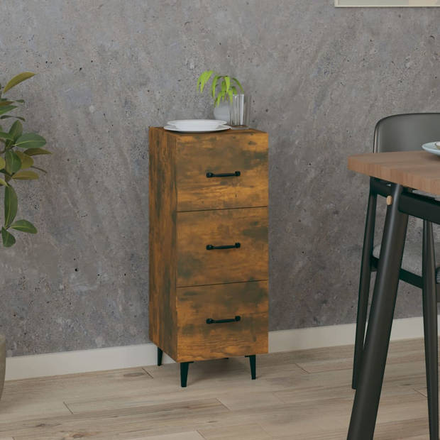 The Living Store Dressoir - Gerookt Eiken - 34.5 x 34 x 90 cm - Stijlvol en praktisch