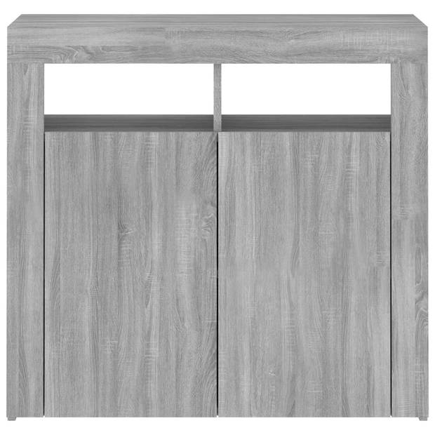 The Living Store Dressoir - Hoge Kast - 80x35x75 cm - LED Verlichting - Grijs Sonoma Eiken