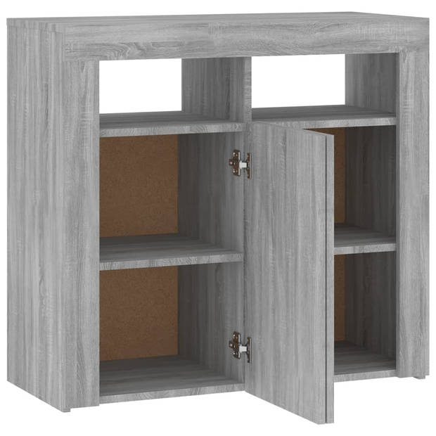 The Living Store Dressoir - Hoge Kast - 80x35x75 cm - LED Verlichting - Grijs Sonoma Eiken