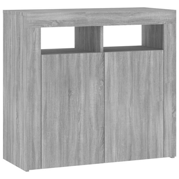 The Living Store Dressoir - Hoge Kast - 80x35x75 cm - LED Verlichting - Grijs Sonoma Eiken