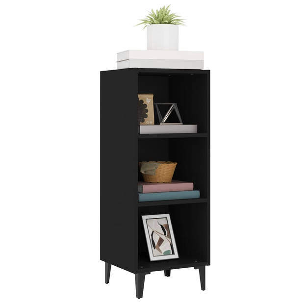 The Living Store Dressoir Industrieel - Zwart - 34.5 x 32.5 x 90 cm - Hoogwaardig bewerkt hout en metaal