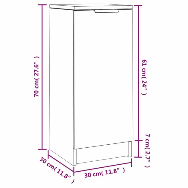 The Living Store Dressoir - Sonoma Eiken - 30 x 30 x 70 cm - Met Deur