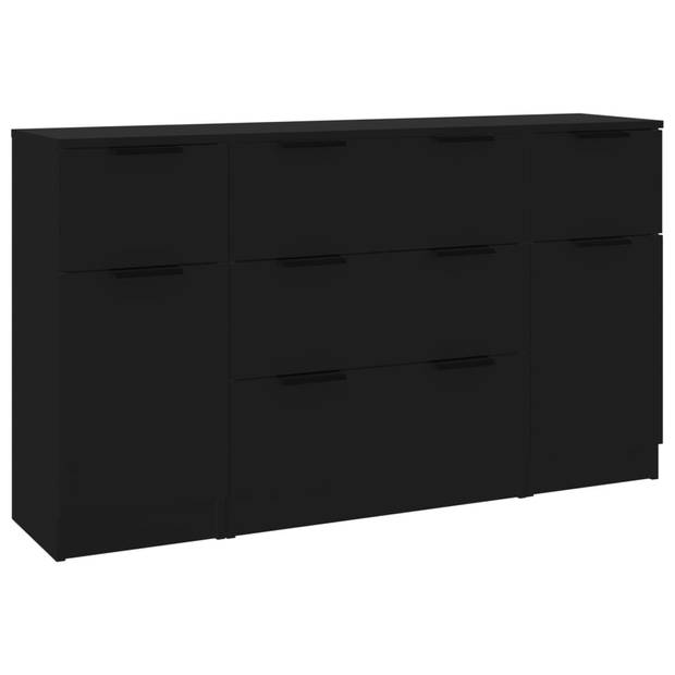 The Living Store Dressoirs - Dressoir met 3 lades - 60 x 30 x 70 cm - Zwart