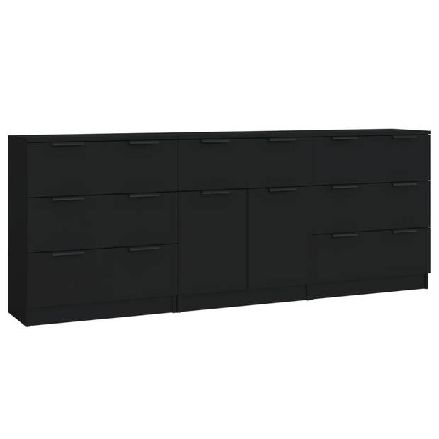 The Living Store - Dressoir - Set van 2 - 60 x 30 x 70 cm - Zwart